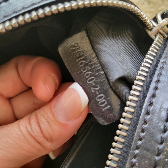 L.A.M.B. Bowling bag Blue and Cream Geometric Satchel with Navy Accents - Picture 6 of 12